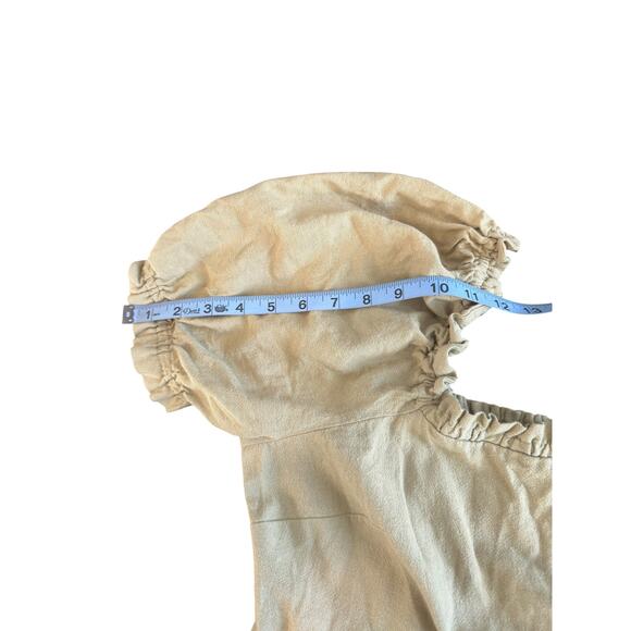 Nobody's Child Jumpsuit Beige Smocked Back Short Sleeve Casual Basic Size 10 - Picture 14 of 16